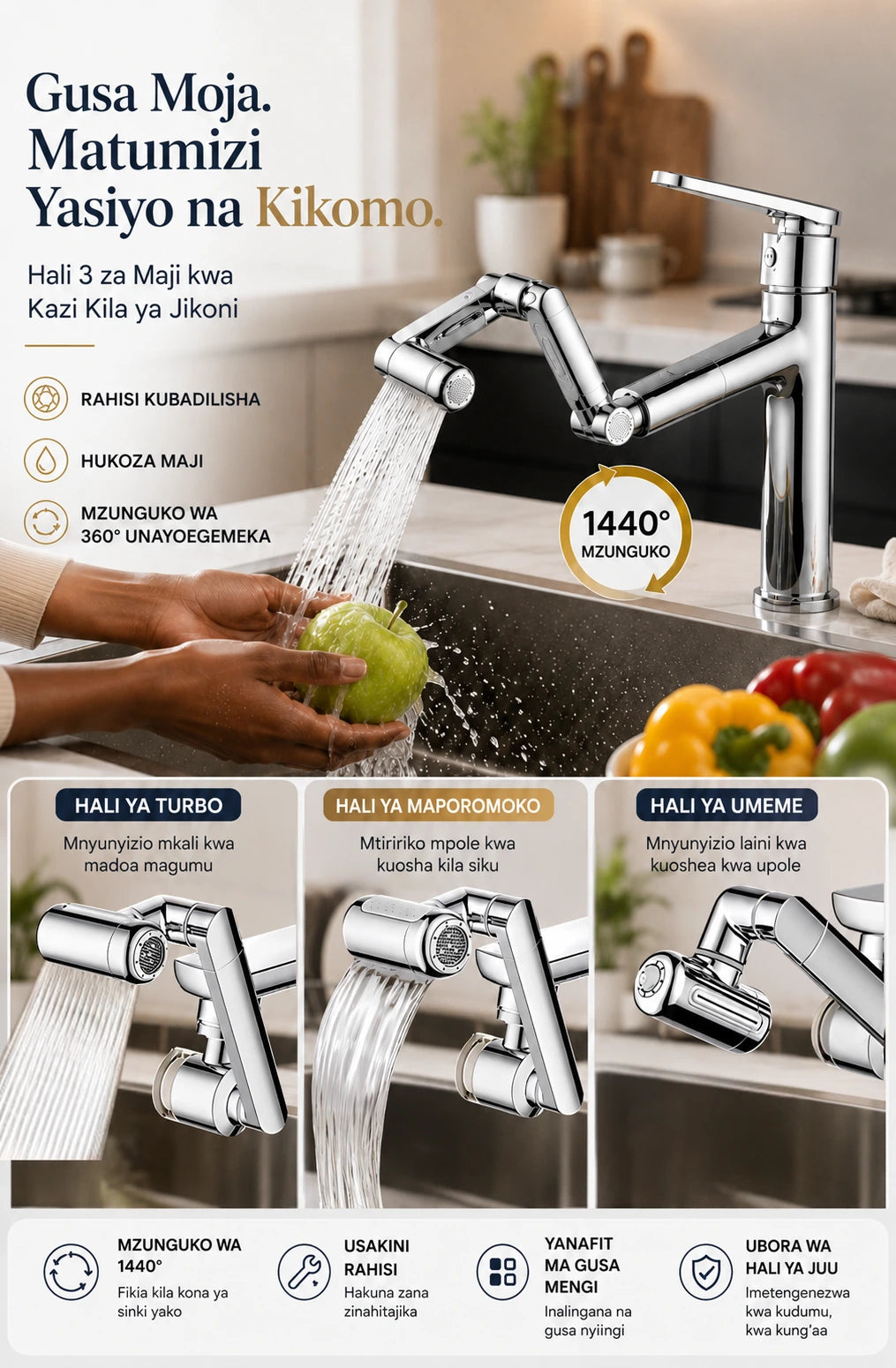 Luxury Electroplated Mechanical Arm Faucet Extender